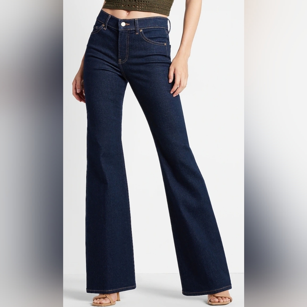 Express MID RISE RINSE 70S FLARE JEANS
